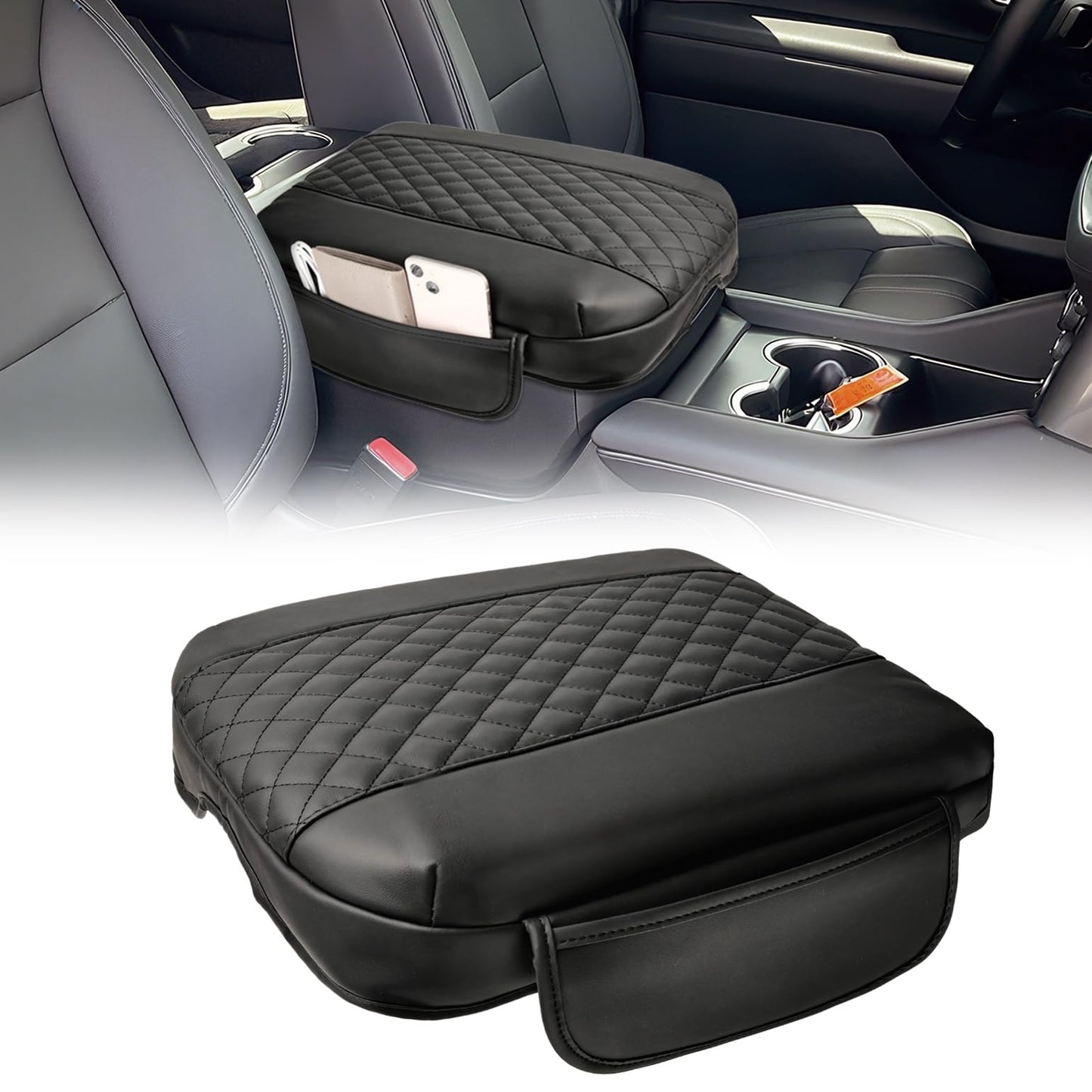 Thickened Console Cover (1.2") for 2019-2025 Chevy/GMC Trucks & SUVs (Bucket Seats) - 2 Pockets