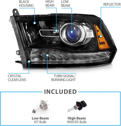 Halogen, led, Projector Headlights For 2009-2018 Dodge Ram 1500 2500 3500 - OHMU