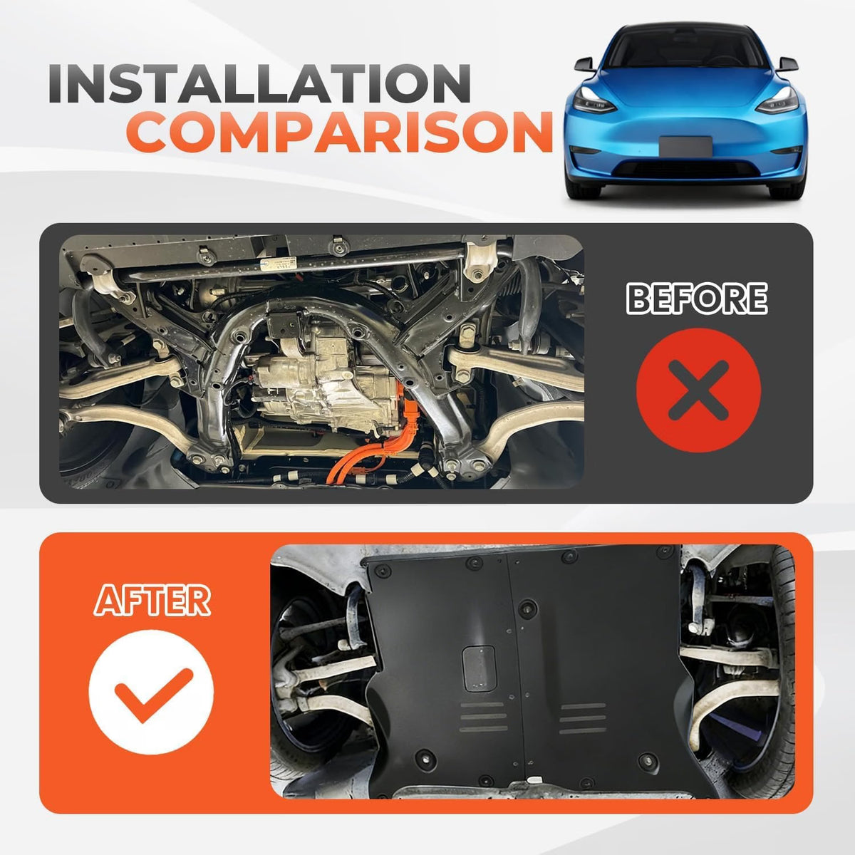 Front Skid Plate Fits for Tesla Model 3 2018-2024 & Tesla Model Y 2020-2024