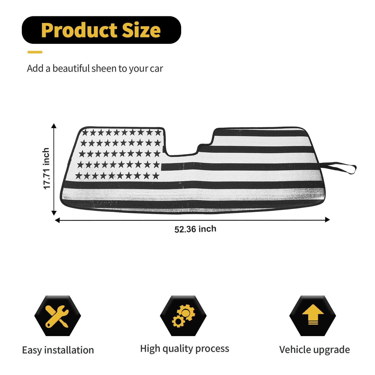 US Flag Windshield Sun Shade for 2021-2023 Ford Bronco - Heat Shield Visor