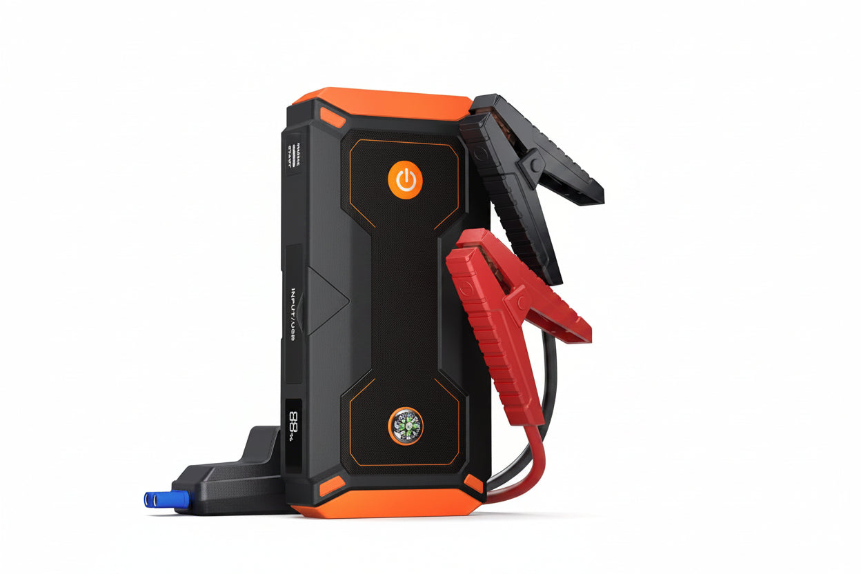 P-ONE 2000A Jump Starter for 8.0L Gas/6.5L Diesel - Portable Box with Case (Orange)