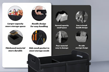 70L Collapsible Trunk Organizer with 11 Pockets - SUV/Truck Storage (Black)