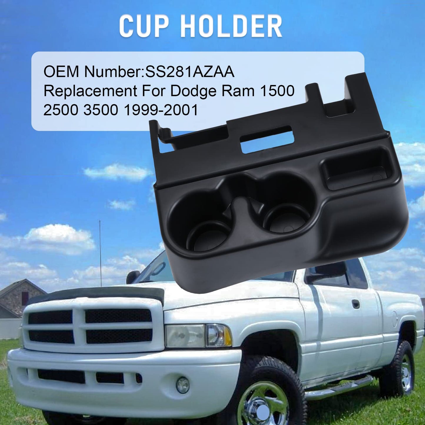 Center Console Armrest Cup Holder for 2003-2012 Dodge Ram 1500/2500/3500