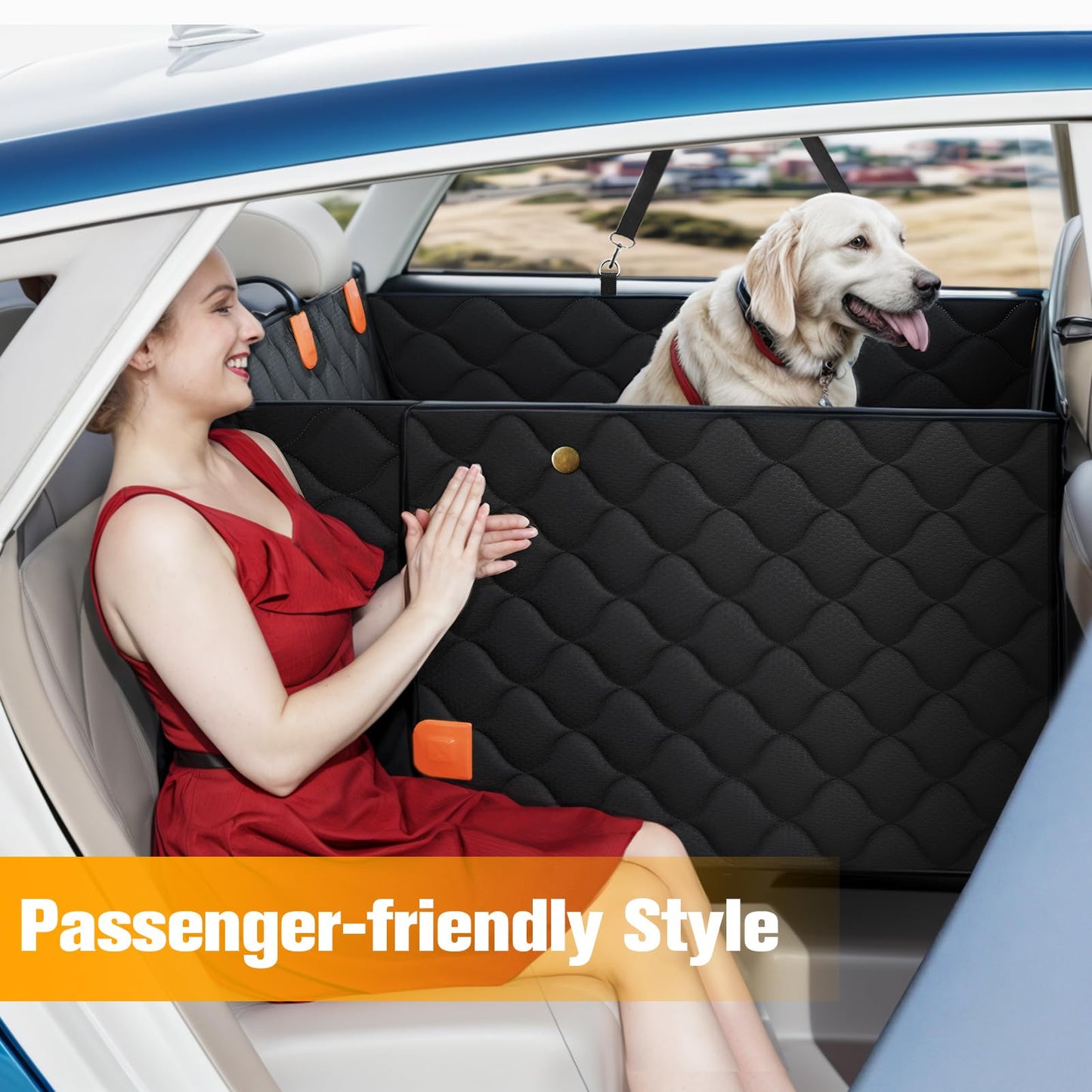 Convertible Dog Car Seat Extender, Waterproof Hammock with Mesh Window