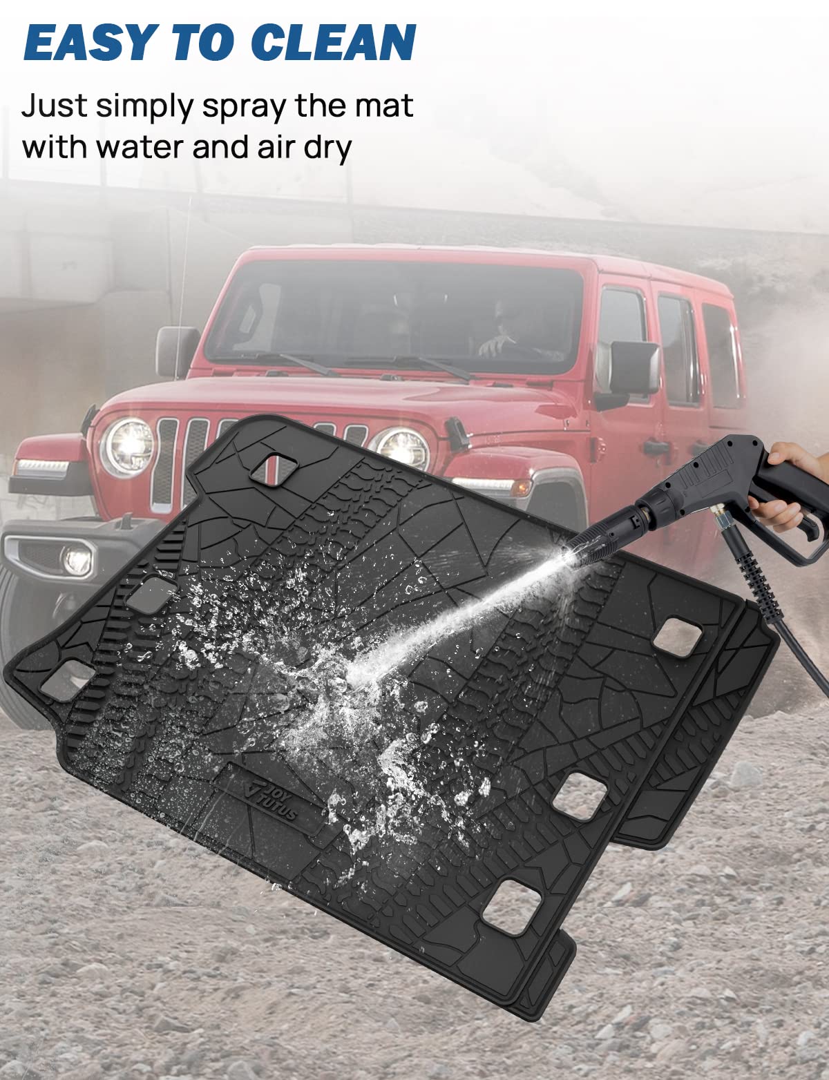 Cargo Mat for 2018-2026 Jeep Wrangler JL 4-Door w/OEM Subwoofer - Heavy Duty Waterproof (Excludes 4XE)