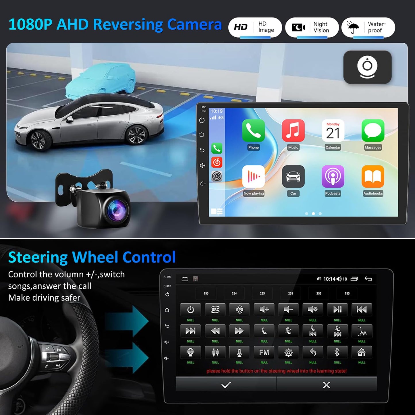 10'' Android 15 Car Stereo for Toyota Tacoma, with CarPlay/Android Auto & GPS