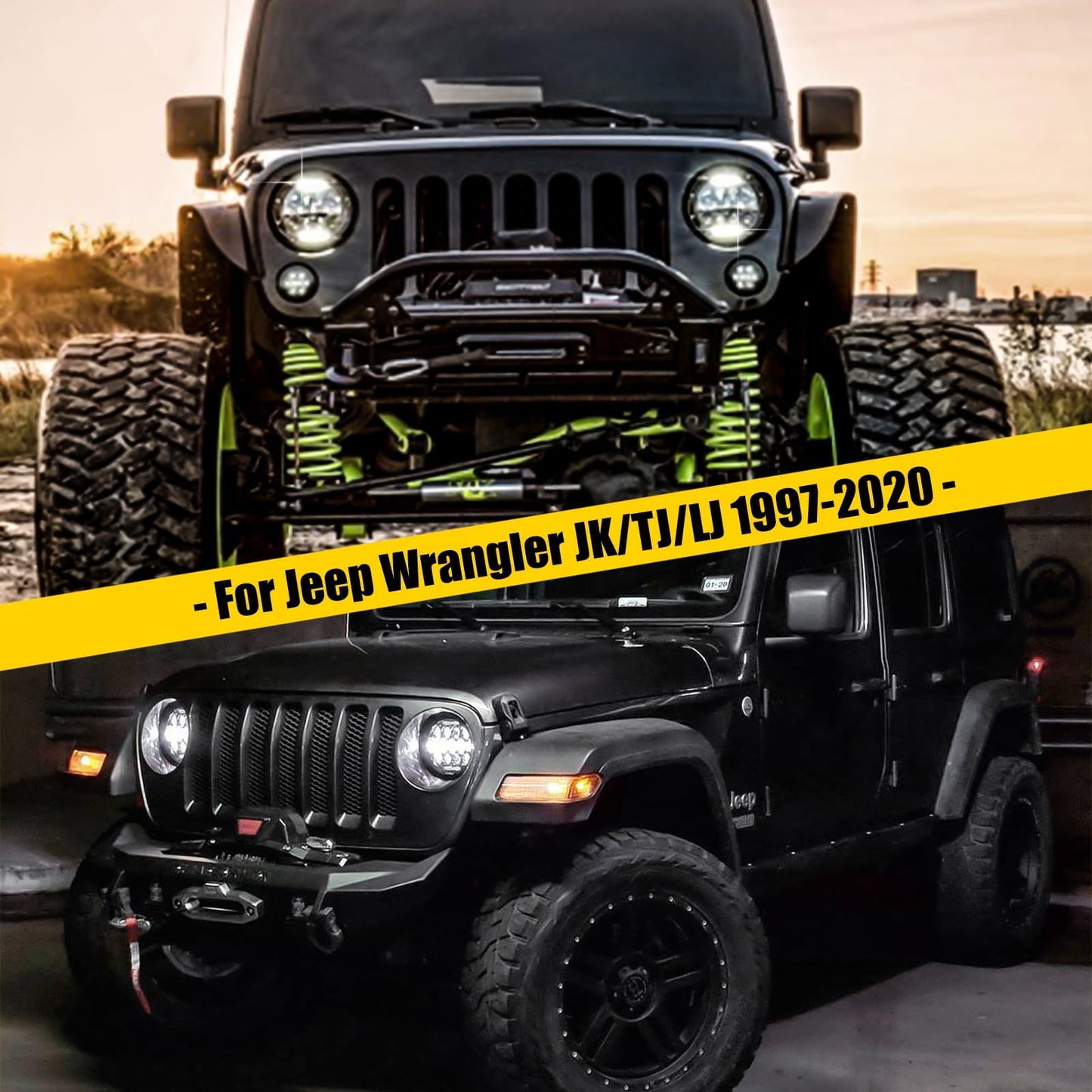 DOT Approved 7" LED Headlight - H6024 Hi/Lo/DRL, Universal Black Fit