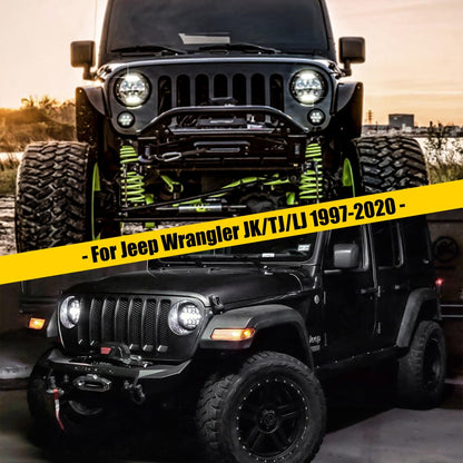 DOT Approved 7" LED Headlight - H6024 Hi/Lo/DRL, Universal Black Fit