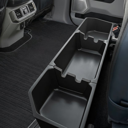 KitsPro Black Rear Underseat Storage Custom Fit 2017-2024 Ford F-250 F-350 F-350 Super Duty and 2015-2024 Ford F-150 SuperCrew Crew Cab Heavy Duty Rear Under Back Seat Box Organizer, Anti Slip
