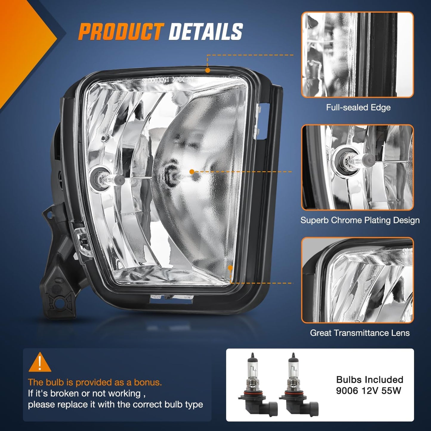 Nilight Fog Lights Assembly Compatible with 2013 2014 2015 2016 2017 2018 Dodge Ram 1500 2019-2021 RAM 1500 Classic (Not Fit for Rebel Model) Fog Light Replacement Clear Lens, 2 Years Warranty