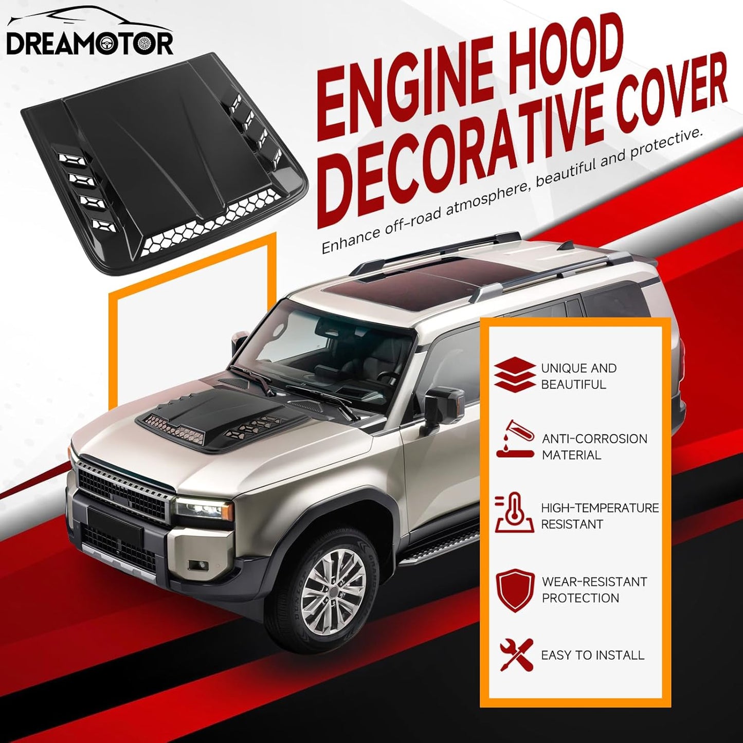 Hood Scoops For Cars, Universal Hood Scoop Hood Vents, Automotive Hood Scoops for Trucks Compatible with Dodge Ram 1500 2500 F150 F250 F350 Toyota Tundra GMC Sierra 1500 2500 Jeep Wrangler