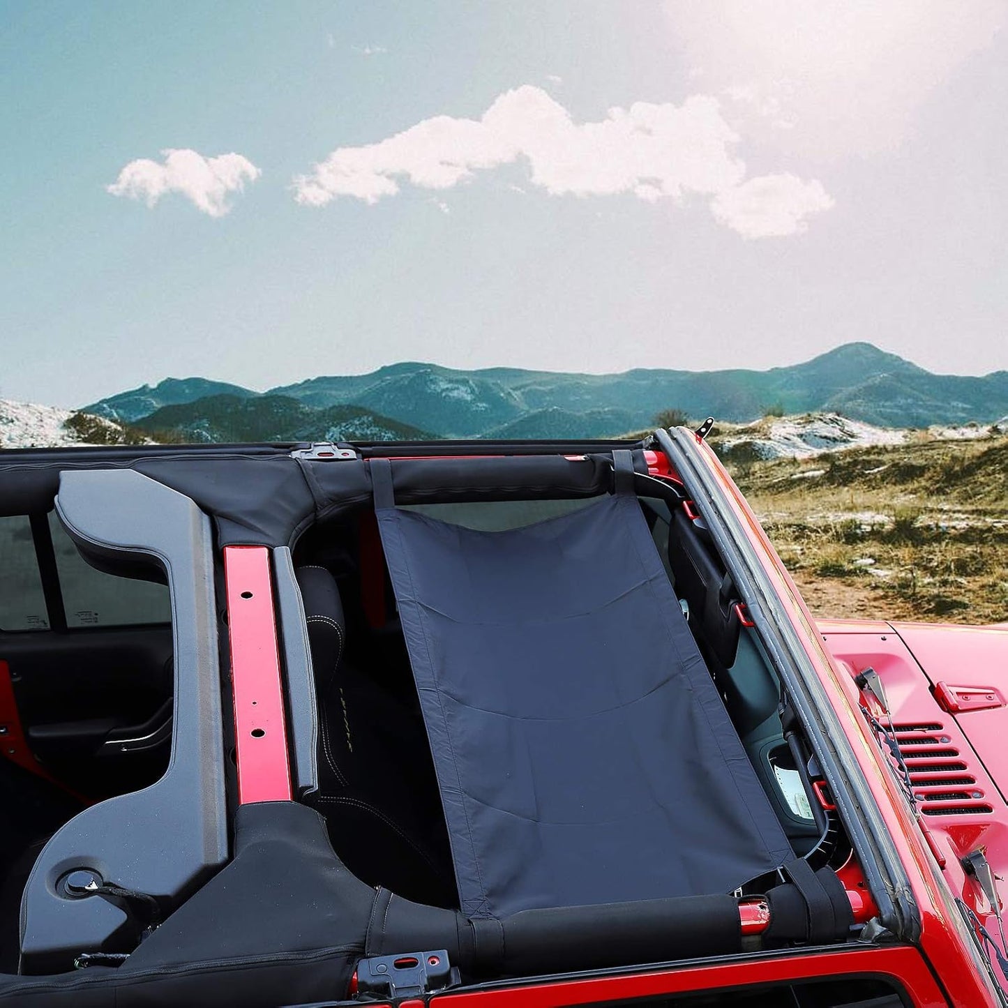 Jeep Roof Hammock Sun Shade - Mesh Cover for 1987-2024 Wrangler & Gladiator (Black)