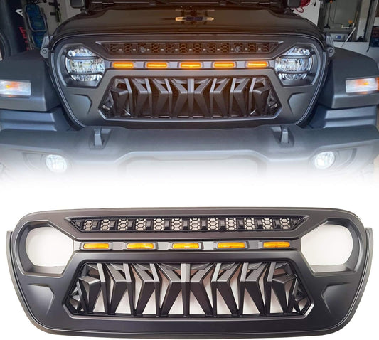 Mesh Grille Front Grill Cover for 2018+ Jeep Wrangler JL JLU JT Gladiator