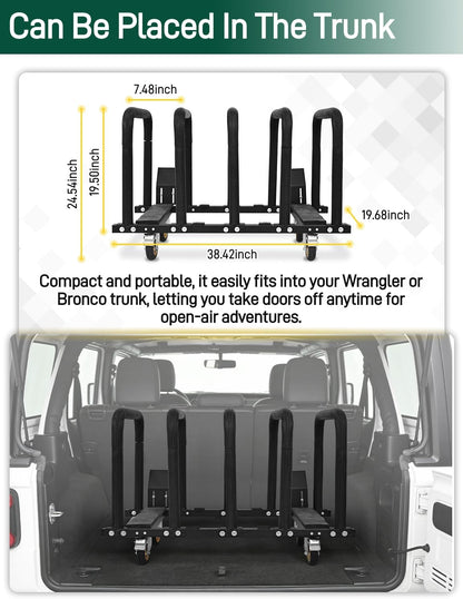 Heavy-Duty Door Hanger Storage Rack for Jeep Wrangler, Gladiator & Ford Bronco 4-Door