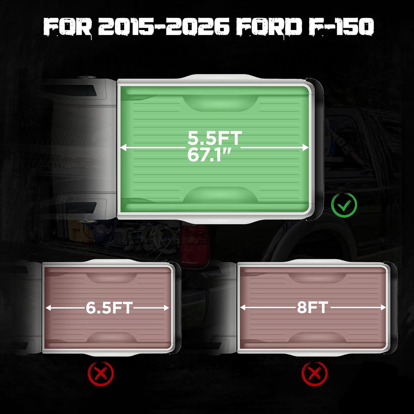 Soft Roll-Up Tonneau Cover for 2015-2026 Ford F-150 5.5' Short Bed