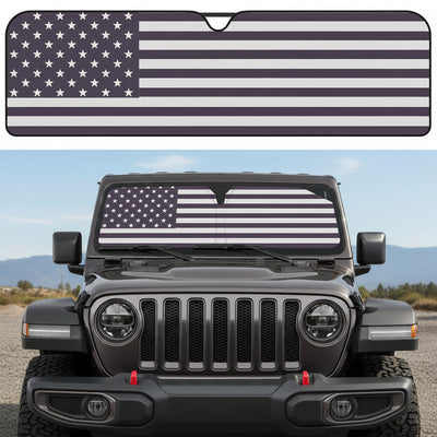 American Flag Windshield Sun Shade for Jeep Wrangler & Gladiator (4-Layer Coating with Pouch)