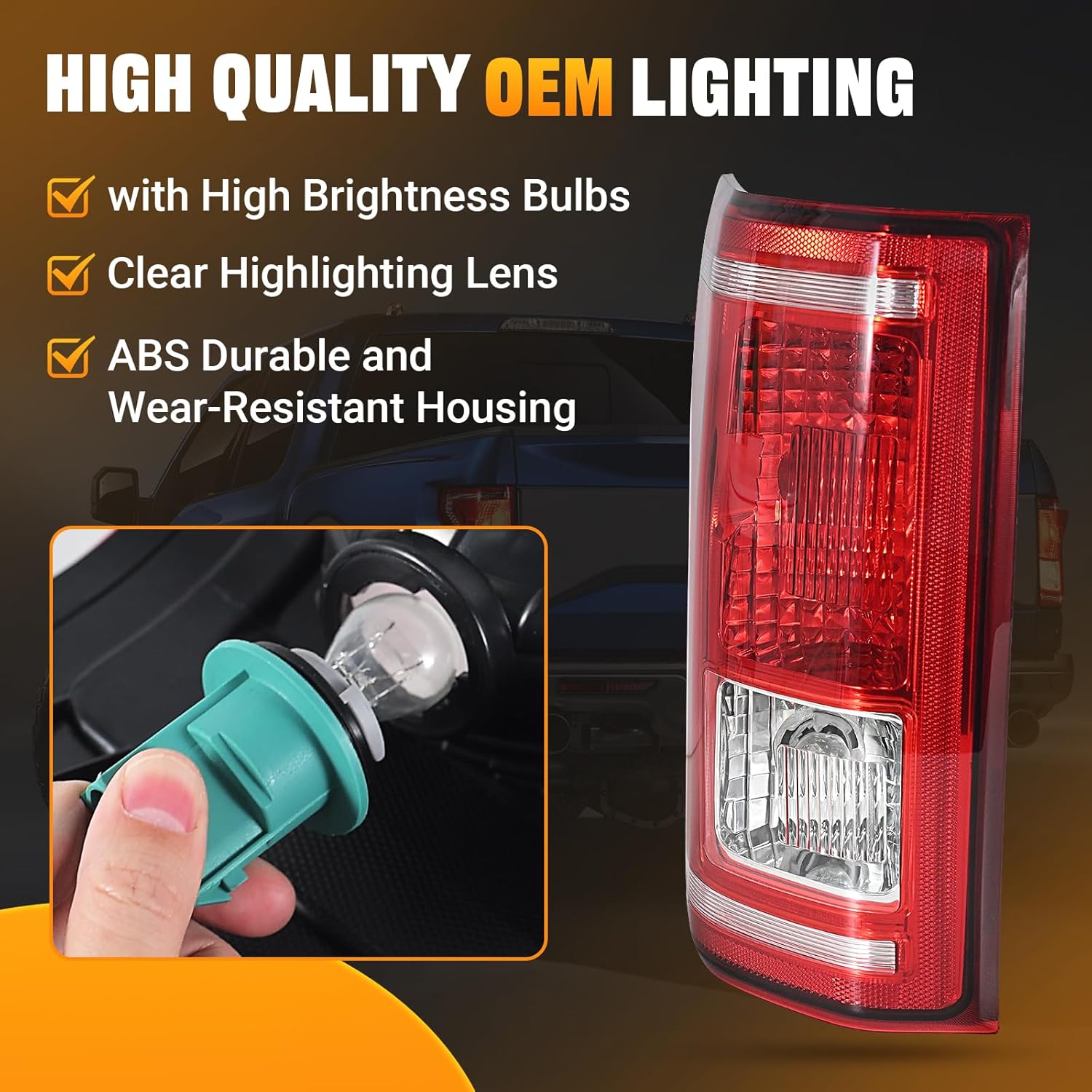 Tail Lights Assembly Compatible with 2015 2016 2017 Ford F-150 Left Driver Side Rear Light Brake Lamp Taillights with Bulbs, Replace FL3Z13405A