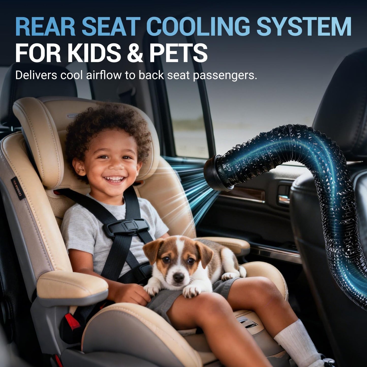 Car AC Vent Extender with USB Fan for Backseat