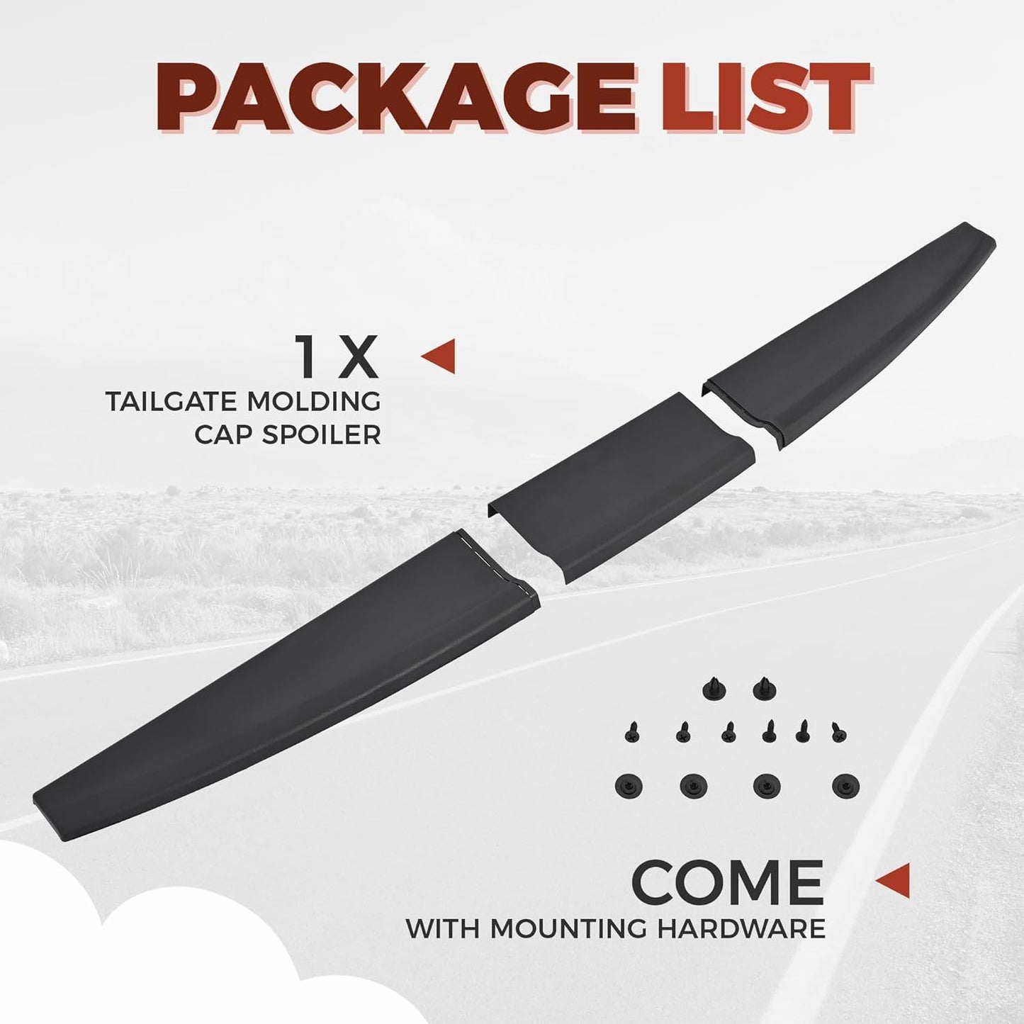Tailgate Molding Cap Spoiler (3-PCS) for 2009-2019 Dodge Ram 1500/2500/3500 Classic - Replaces CH1909100/55372052AH