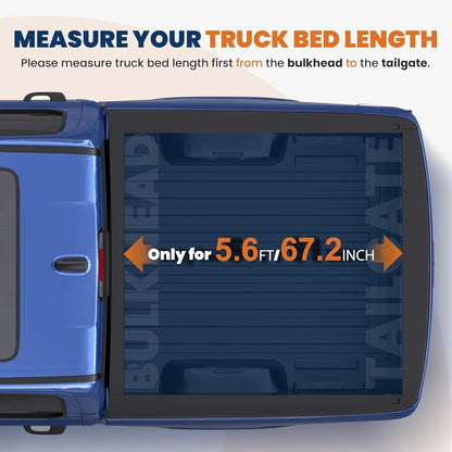 Soft Tri-fold 5.6 Feet Bed Tonneau Cover Compatible for 2009-2025 Dodge Ram 1500 (Incl. 2019-2024 Classic & 2019-2025 New Body Style) W/o Ram Box Truck Bed