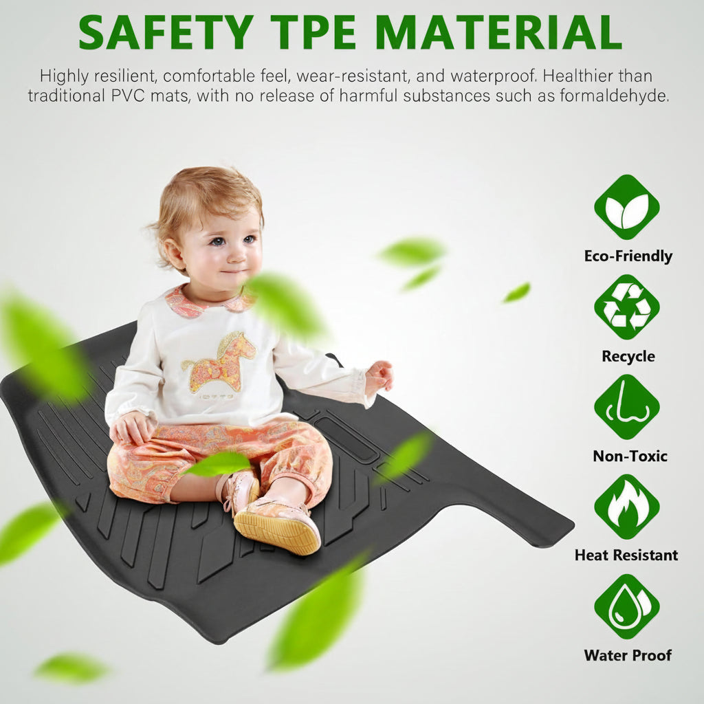 TPE Floor Mats (3-Piece) for 2015-2025 Ford F-150 & Lightning SuperCrew - 1st & 2nd Row, Black