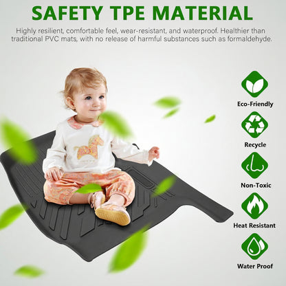 TPE Floor Mats (3-Piece) for 2015-2025 Ford F-150 & Lightning SuperCrew - 1st & 2nd Row, Black