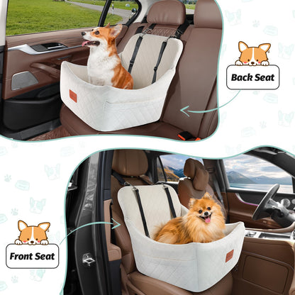 Dog Booster Car Seat for Medium Dogs Up to 40lbs Pets with 2 Clip-On Leashes