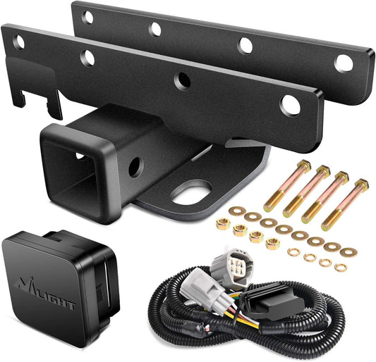 Nilight - JK-61A 2" inch Rear Bumper Tow Trailer Hitch Receiver Kit, Compatible for 2007-2018 Jeep Wrangler JK 4 Door & 2 Unlimited, w/4-Pin Wiring Harness (Exclude JL Models)