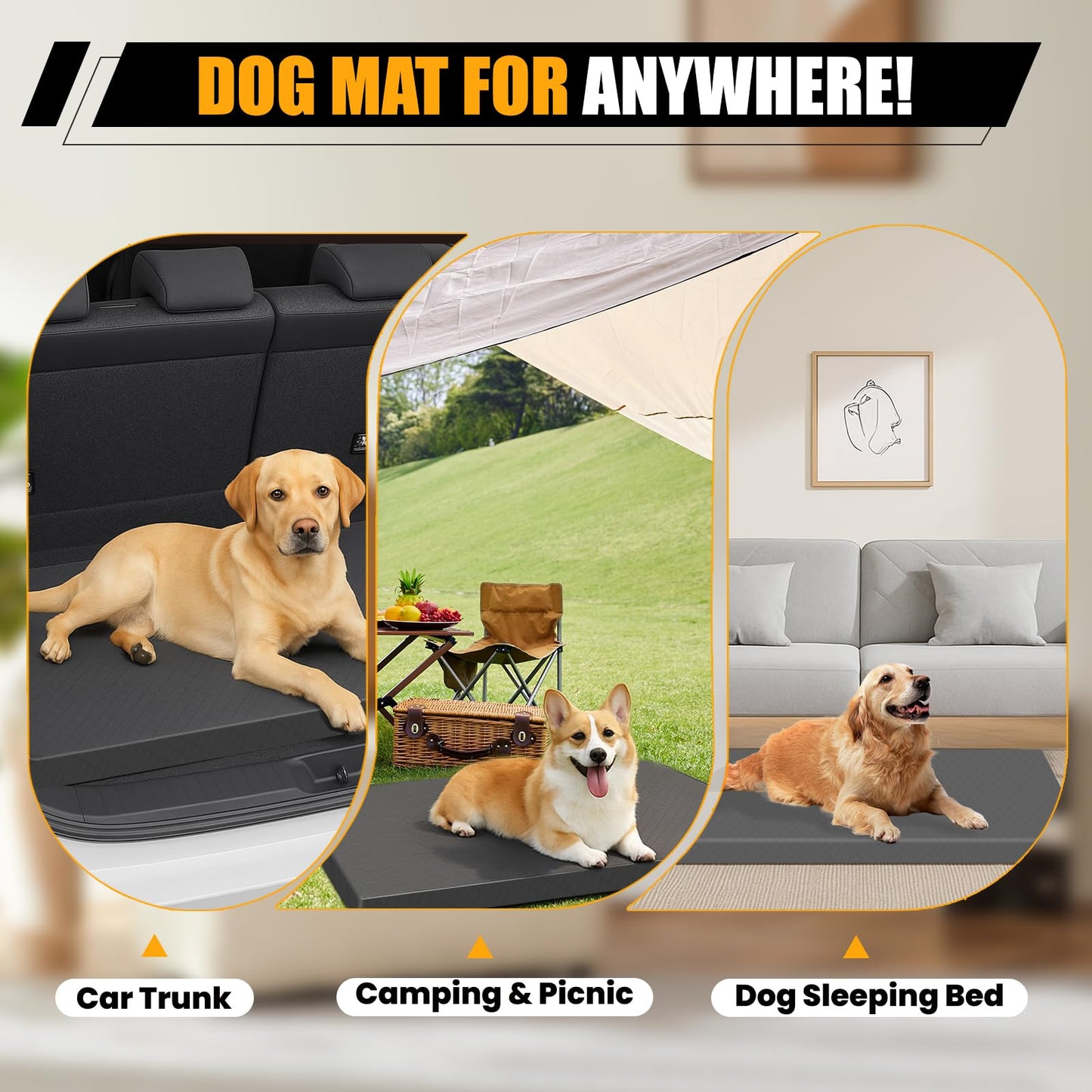 Non-Slip SUV Dog Cargo Mat with Supportive Foam - Removable Cover for Easy Cleaning (SUV/Truck)