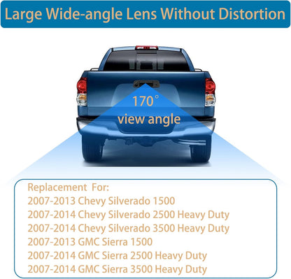 Tailgate Handle Backup Camera for 2007-2014 Chevy/GMC HD/1500 - 170° View, Waterproof