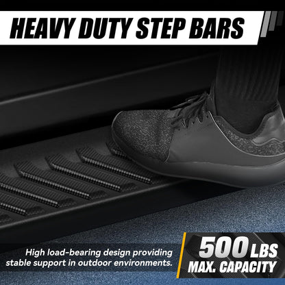 6" Aluminum Black Running Boards for 2015-2026 Ford F-150/F-250/F-350 SuperCrew - Powder-Coated