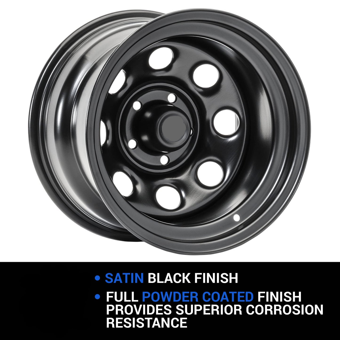 Circle 8 Classic 17" Steel Wheel - Satin Black, Fits Jeep Wrangler & Gladiator