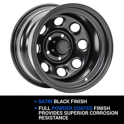 Circle 8 Classic 17" Steel Wheel - Satin Black, Fits Jeep Wrangler & Gladiator