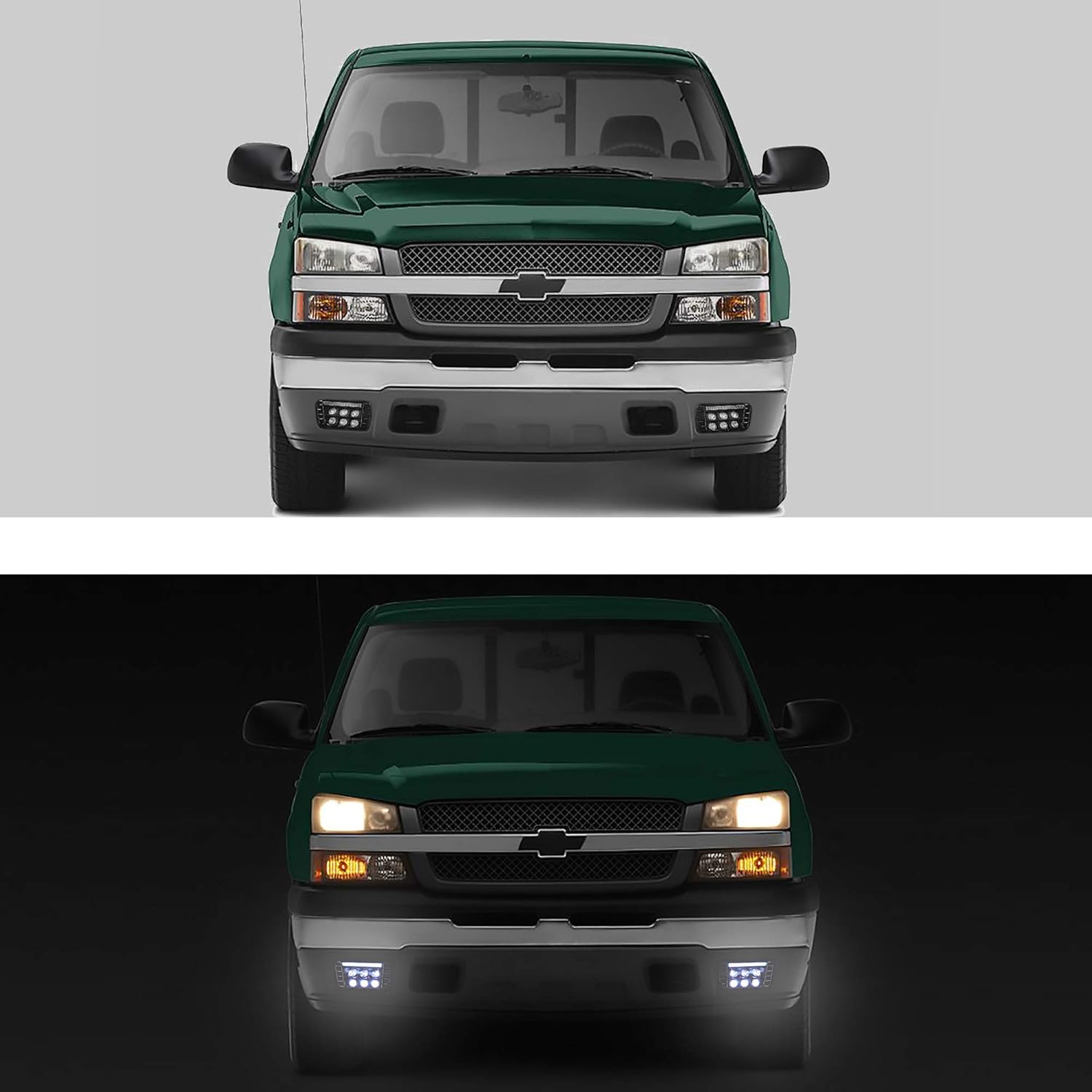 Tecoom LED Fog Lights with Daytime Running Lamps Compatible with 2003-2007 Chevrolet Avalanche Silverado 1500/2500/3500 Classic