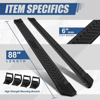 6" Aluminum Black Running Boards for 2015-2026 Ford F-150/F-250/F-350 SuperCrew - Powder-Coated