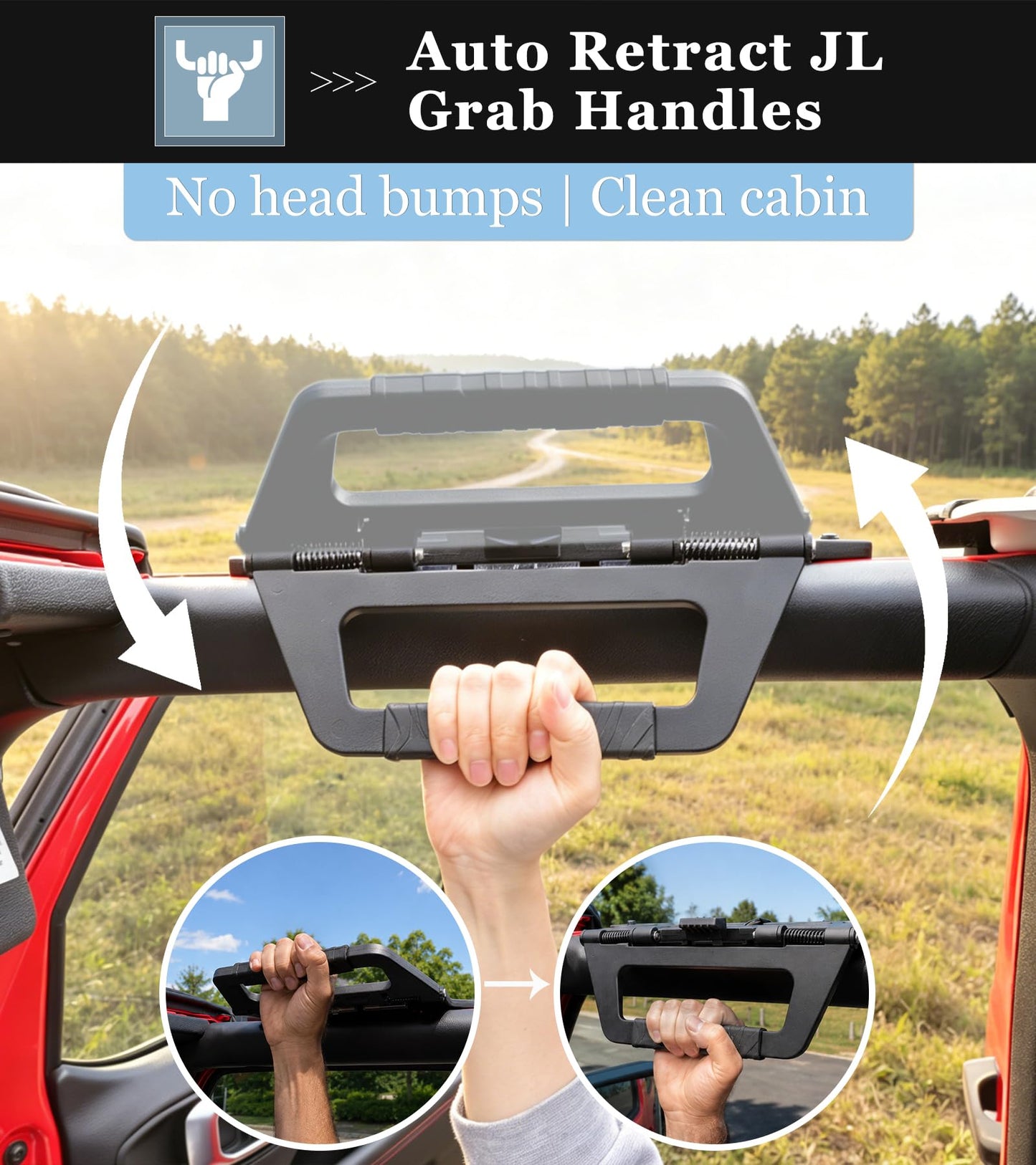 Wrangler JL JT Grab Handles with LED Lights, Aluminum, Bolt-In