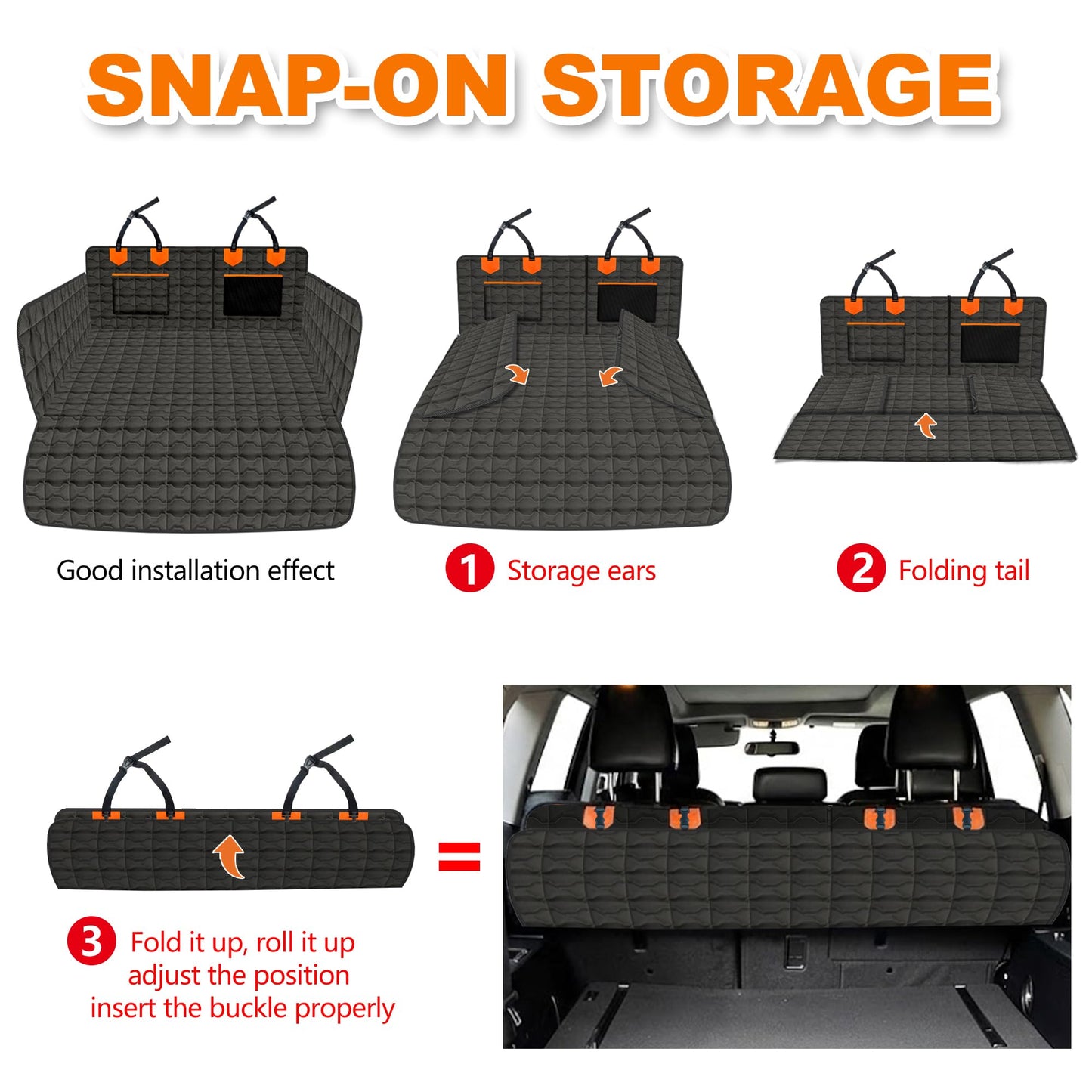 Waterproof Dog Cargo Liner - Large Universal Fit w/Bumper Flap, Non-Slip Scratchproof for SUV/Sedan/Van (Black)