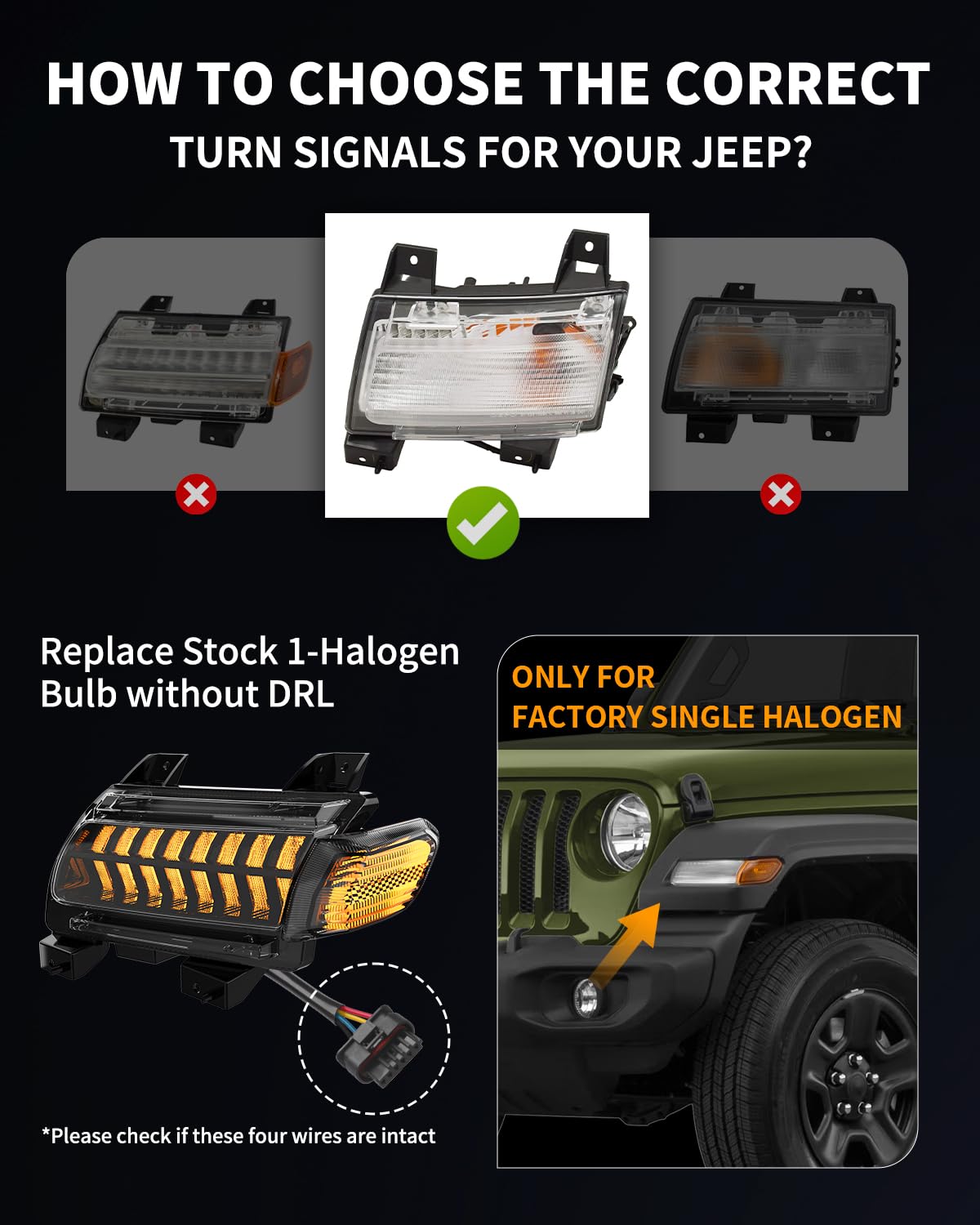 Smoke Lens LED Fender Lights - DRL & Turn Signals for 2018-2024 Jeep JL & Gladiator