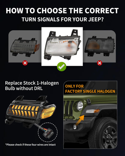 Smoke Lens LED Fender Lights - DRL & Turn Signals for 2018-2024 Jeep JL & Gladiator