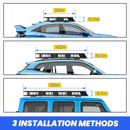 59"x39"x5.1" Heavy-Duty Roof Basket - 250 lb Capacity, Universal Fit for Car/SUV