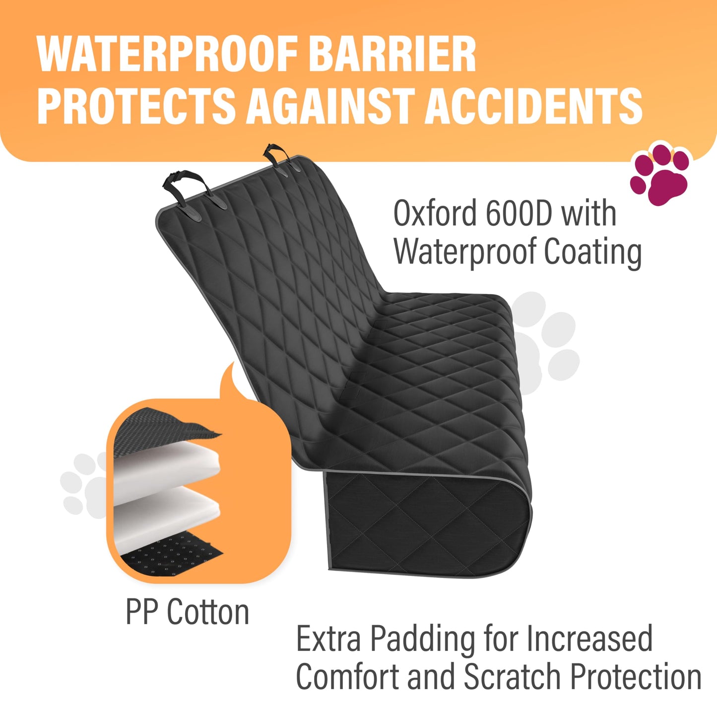 Durable Waterproof Nonslip Car Rear Seat Cover for Dogs