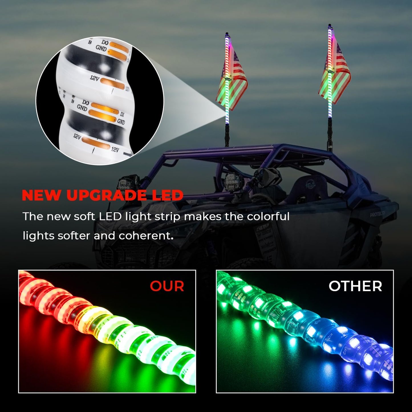 New Double Magnetic&Spring Base LED Whip Lights