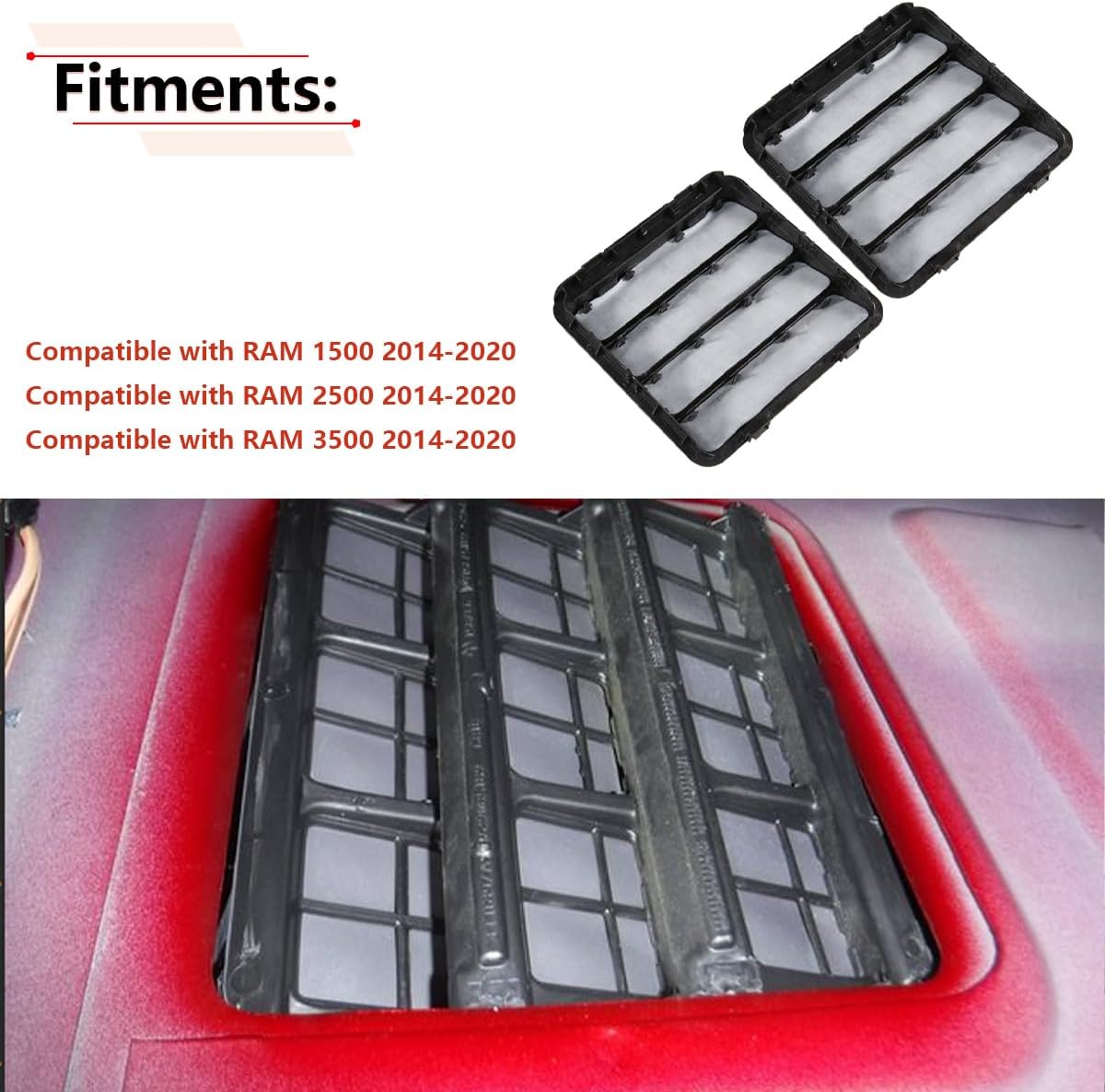 2-PCS Cab Air Pressure Vents for Dodge Ram 1500/2500/3500/4500 - Replaces 68323649AB