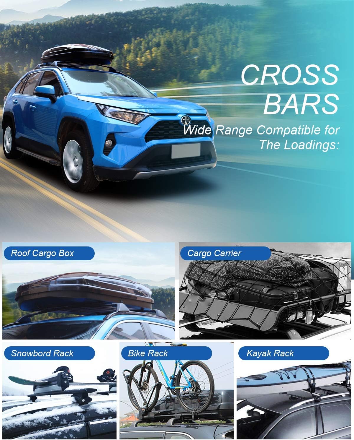 Roof Rack Cross Bars for Toyota RAV4 2019-2023