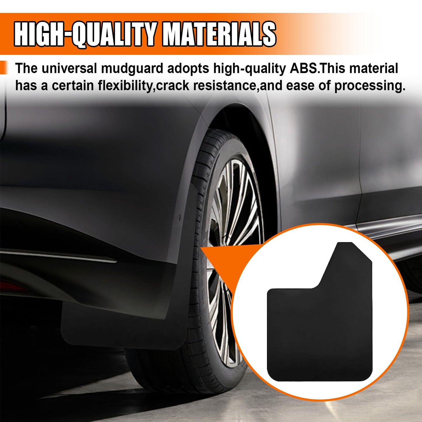 Universal Flexible Mud Flaps 4-Pack - with Fastener Clips for Pickup/SUV/Truck (Black)