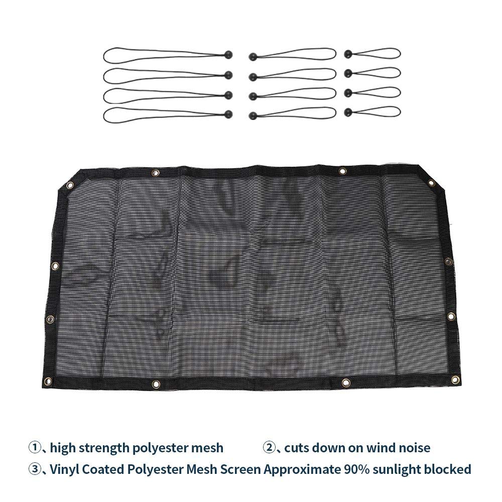 Mesh Bikini Sunshade for 2018-2026 Jeep Wrangler JL & Gladiator JT - UV/Heat Block (Plain Black)