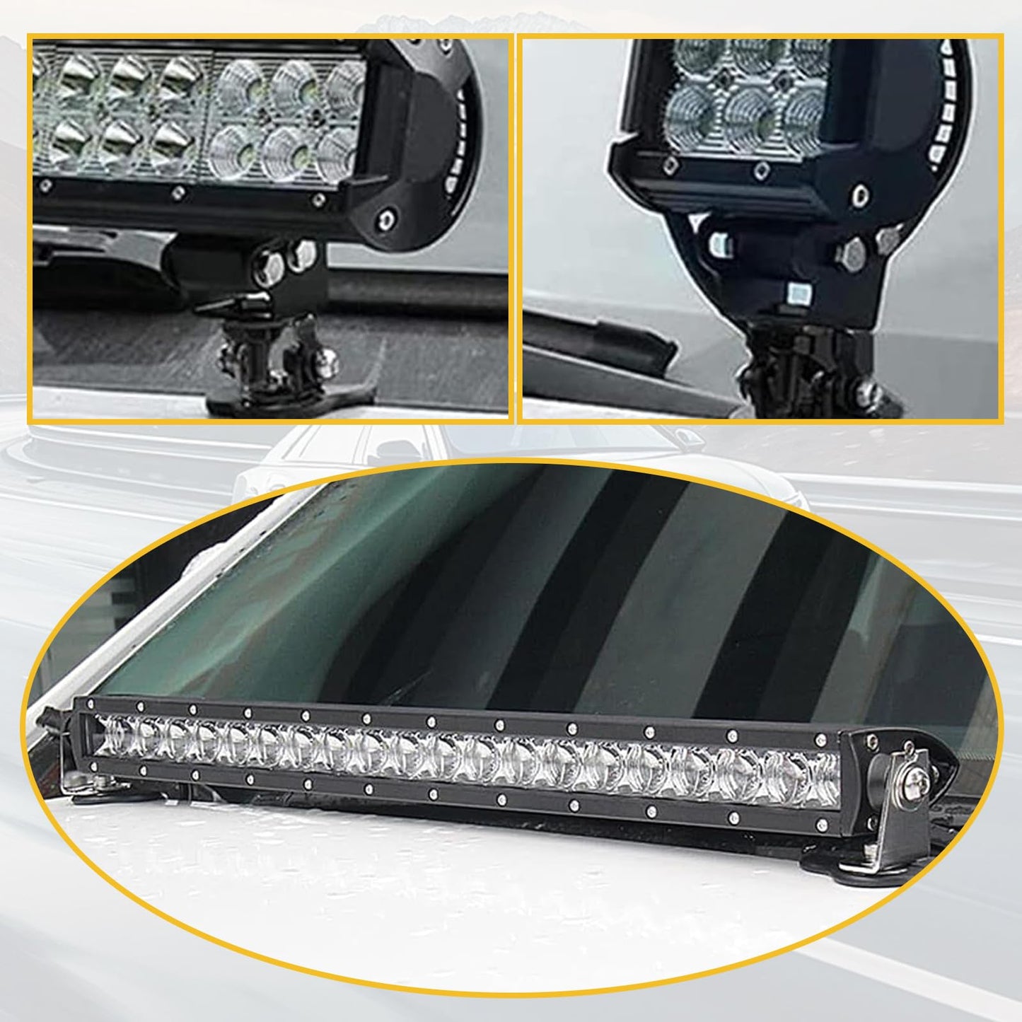 2-PCS Adjustable LED Light Bar Brackets - Ditch Light Mounts for Off-Road Trucks (Black)