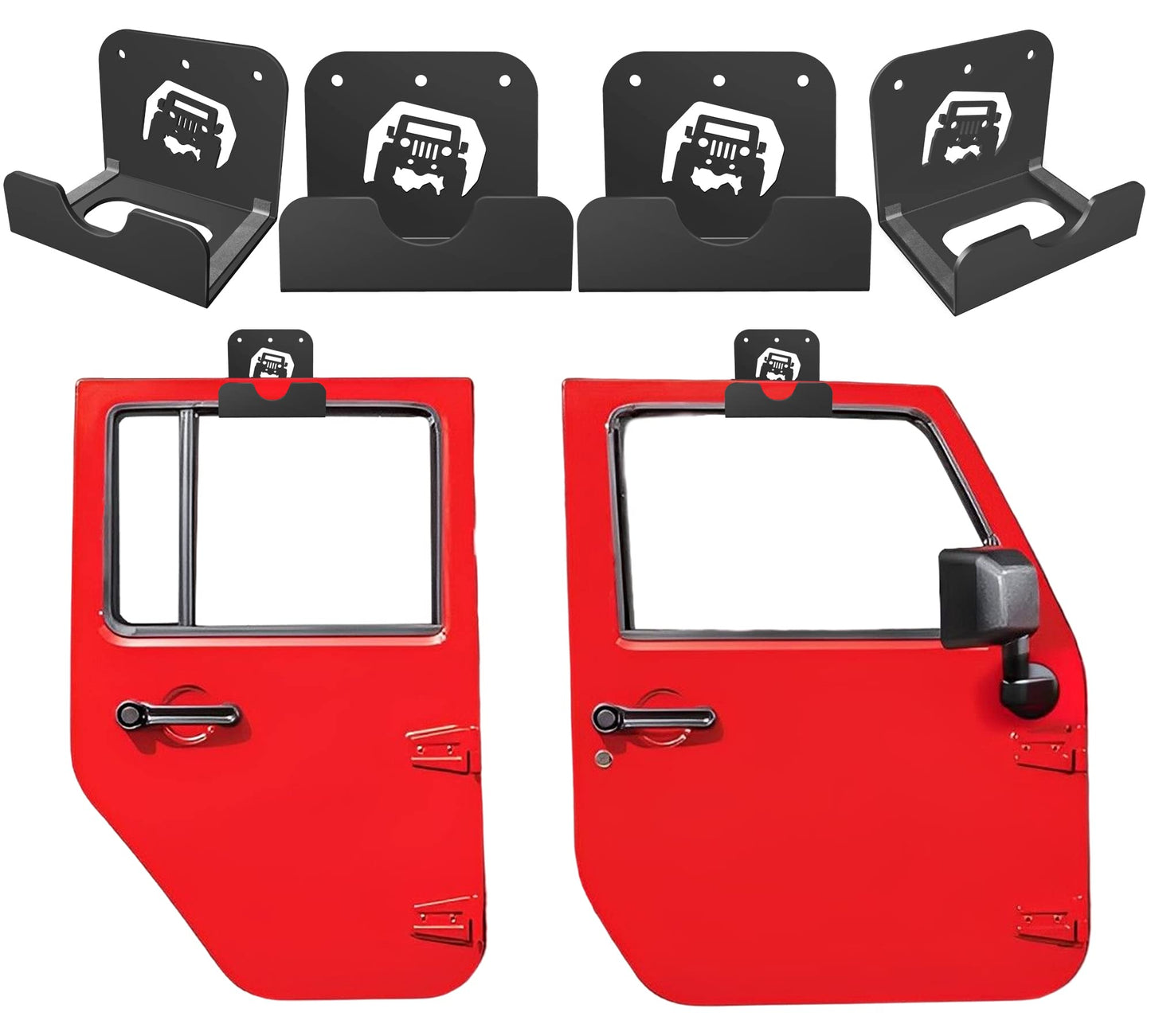 Heavy-Duty Door Storage Hangers (4-PCS) with Rubber Mount for 1956-2021 Jeep Wrangler & Gladiator