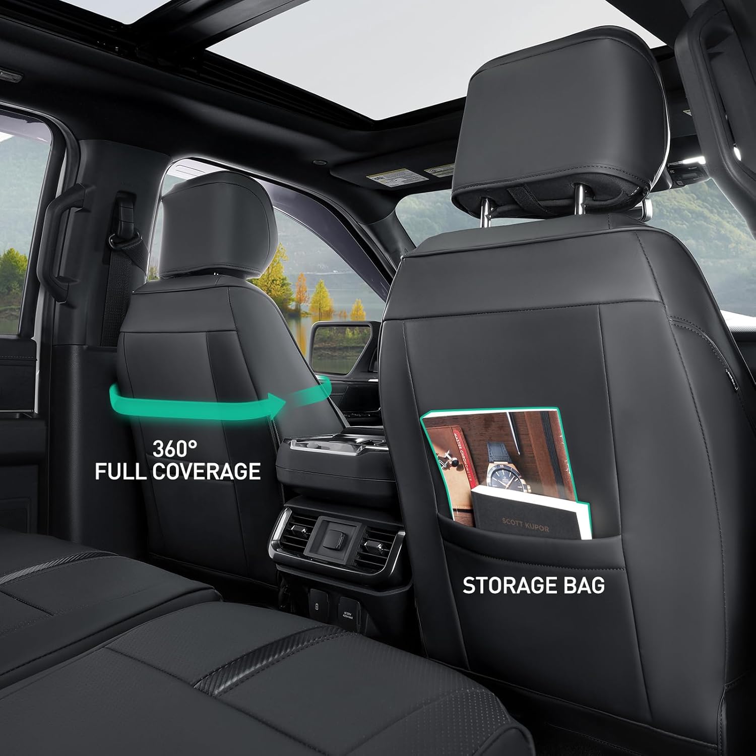 for Ford F150 Seat Covers 2021 2022 2023 2024 2025,Full Set Leather Waterproof Black Trucks Pickup Seat Covers Custom Fit for Ford F150 Accessories,Car Seat Cover for SuperCrew/CrewCab(XL,XLT)