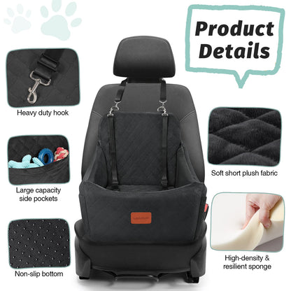 Dog Booster Car Seat for Medium Dogs Up to 40lbs Pets with 2 Clip-On Leashes